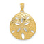14K Gold Sand Dollar Pendant with White Rhodium Diamond-Cut Polished Finish
