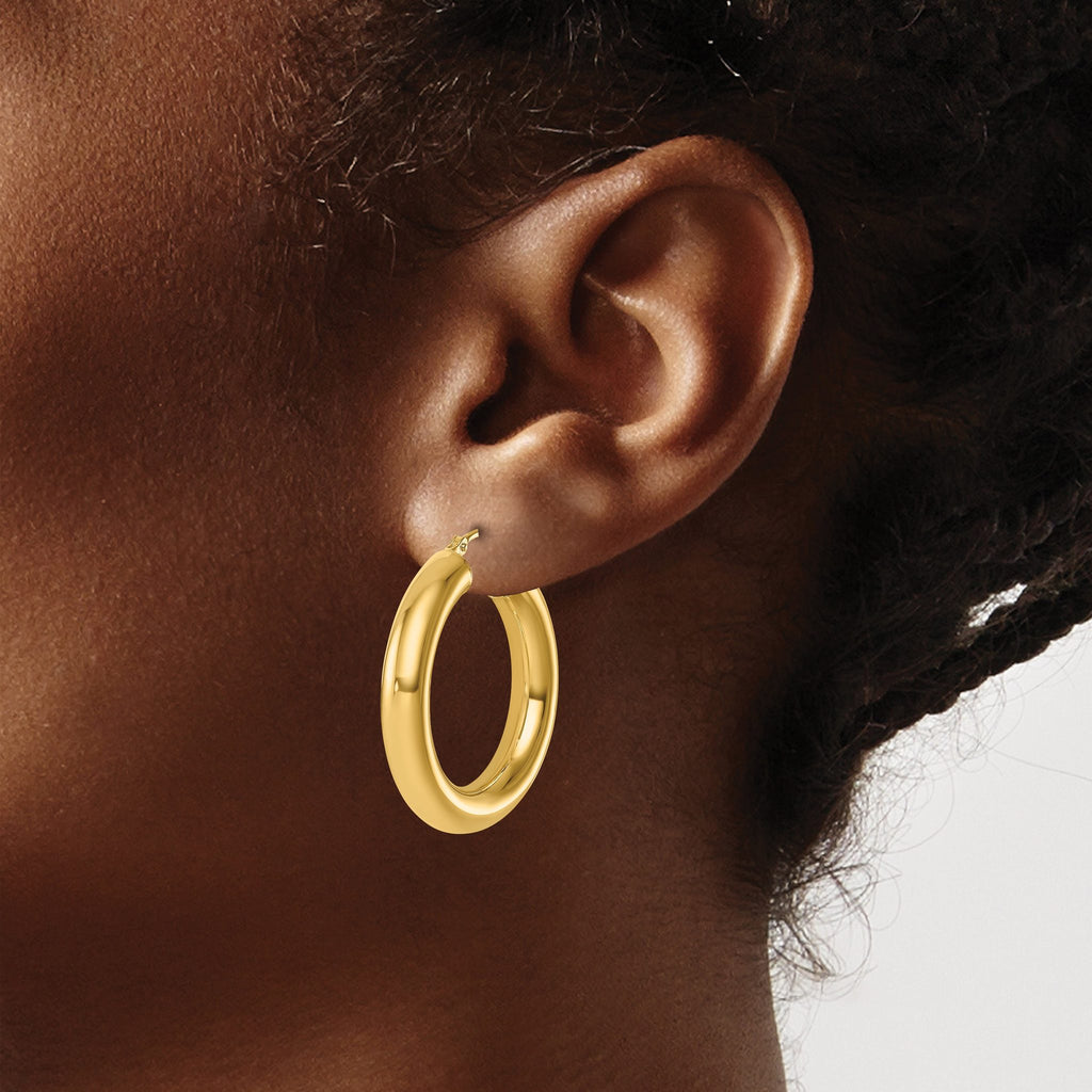 14k Polished 5mm Polished Hoop Earrings