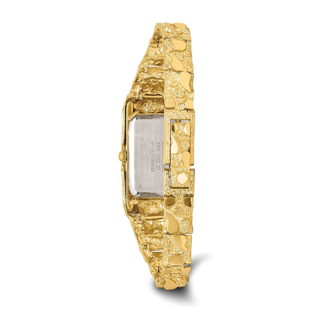 10k 15x31mm Champagne Dial Rectangular Face 7 inch Nugget Watch