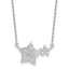 Sterling Silver Polished Pink and White CZ Flowers 16 inch with 2 inch Extension Necklace