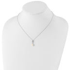 Sterling Silver Rhod-plat 6-7mm White FWC Pearl CZ Necklace