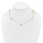 14k Polished 8-9mm Near-Round White Freshwater Cultured Pearl 5-Station 18 inch Necklace