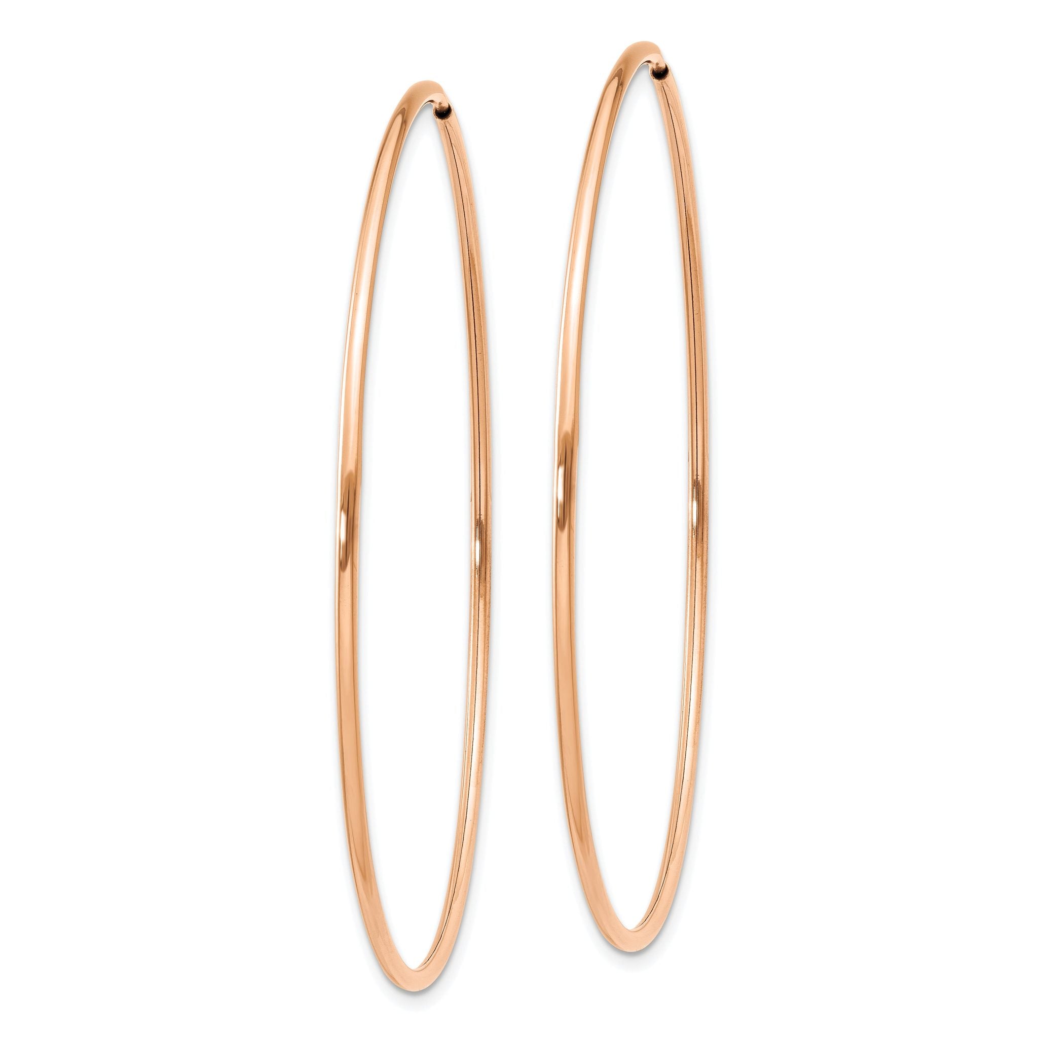 14k Rose Gold 1.2mm Polished Endless Hoop Earrings Secondary image