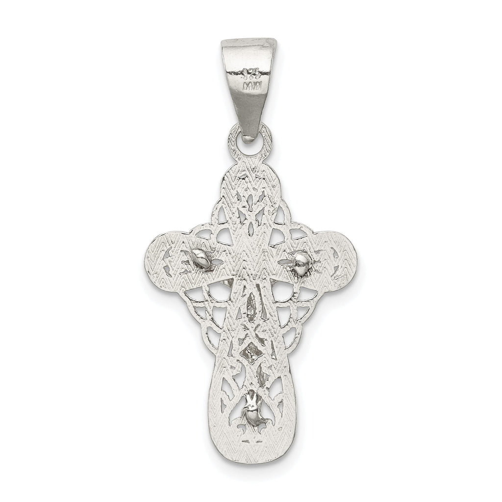 Sterling Silver 925 Polished Crucifix Pendant with Anti-Tarnish Finish