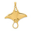 14K Gold Manta Ray Pendant for Men with Polished Solid Design