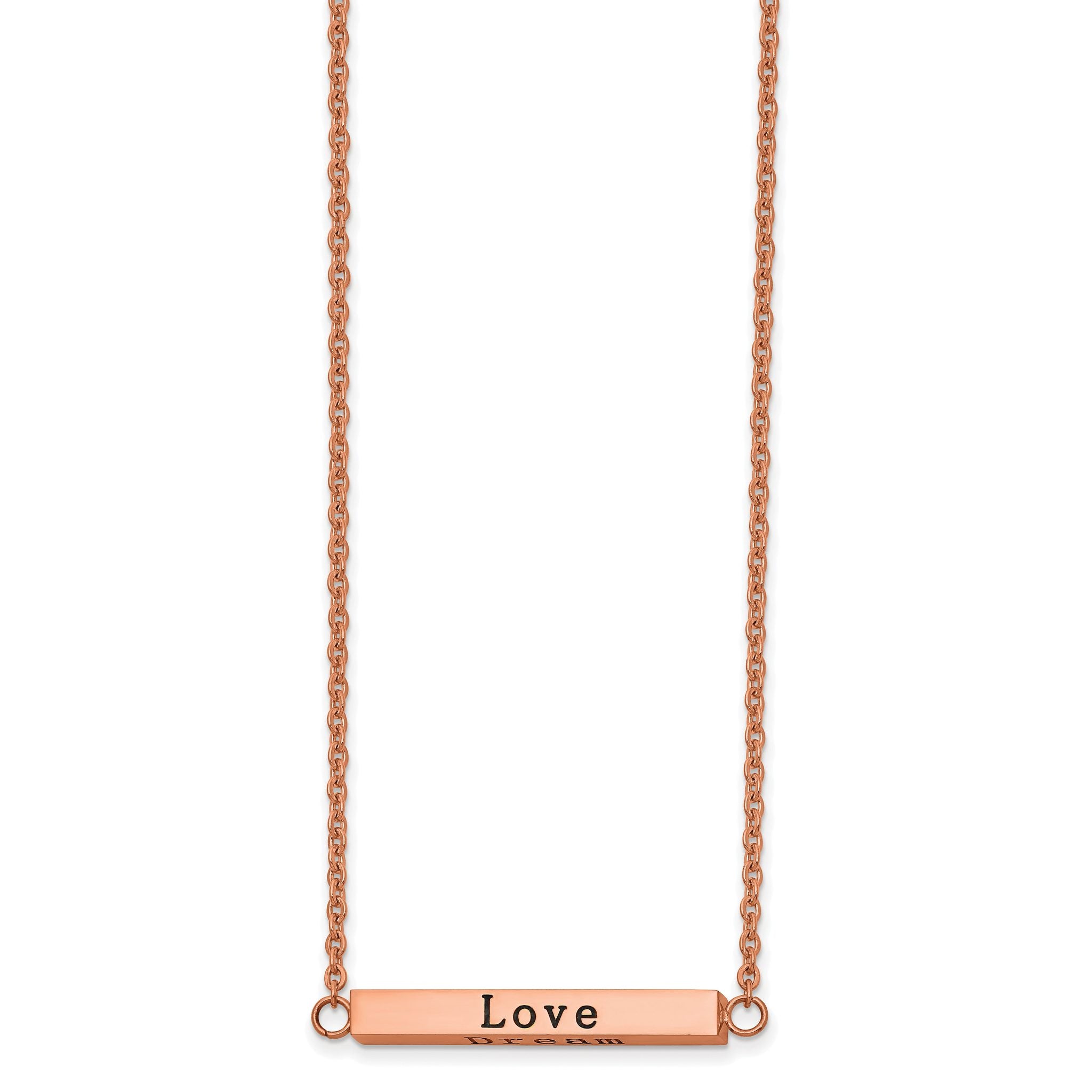 Chisel Stainless Steel Polished Rose IP-plated Enameled CZ ENJOY THE LITTLE THINGS Bar on a 16 inch Cable Chain with a 2 inch Extension Necklace Secondary image