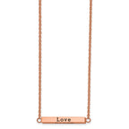 Chisel Stainless Steel Polished Rose IP-plated Enameled CZ ENJOY THE LITTLE THINGS Bar on a 16 inch Cable Chain with a 2 inch Extension Necklace