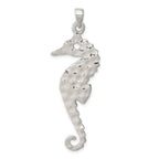Sterling Silver Seahorse Pendant with Hammered Polished Finish for Men