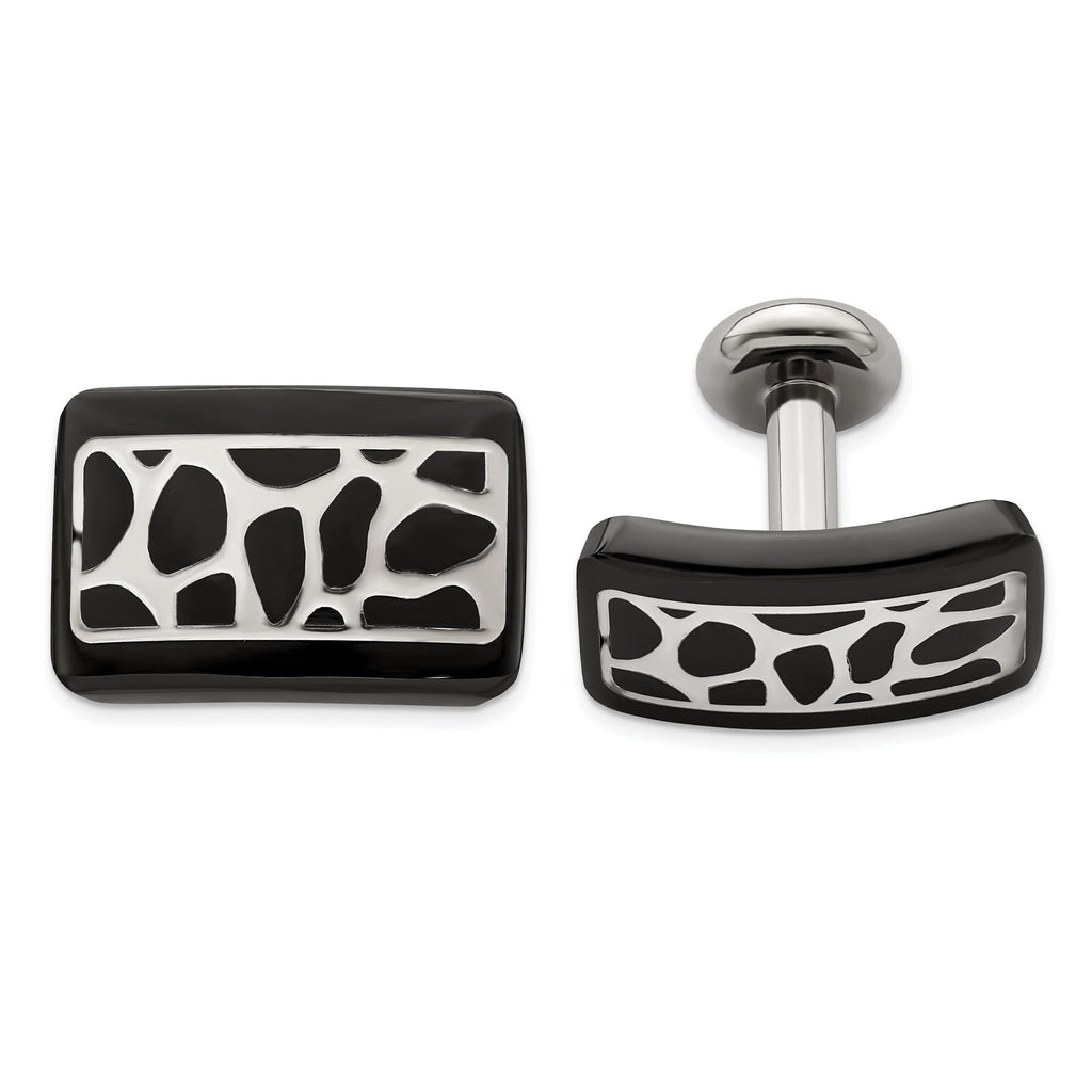 Cobblestone Cuff Links in Black Titanium & Silver by Edward Mirell