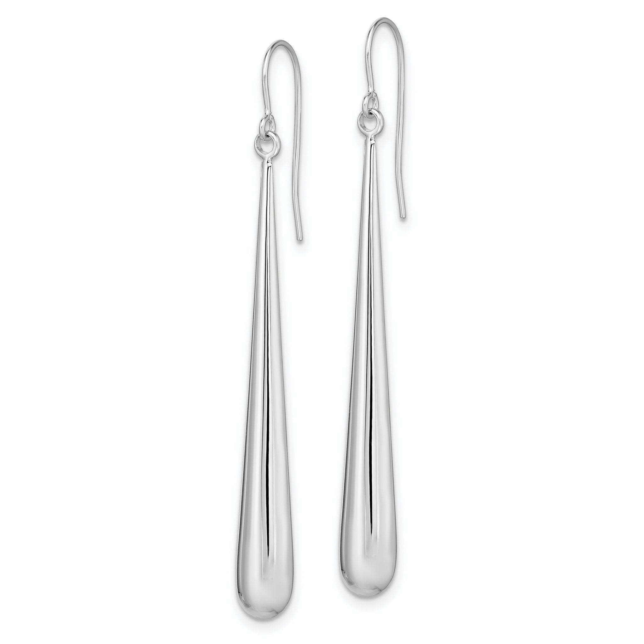 14K White Gold Polished Drop Earrings with Rhodium Finish Secondary image