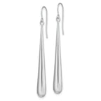 14K White Gold Polished Drop Earrings with Rhodium Finish