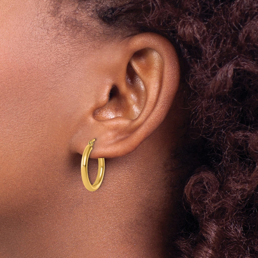 14k Polished 2.5mm Lightweight Tube Hoop Earrings
