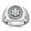 14k White Gold Mens Polished and Satin 3/4 Carat AA Diamond Round Cluster Halo Ring
