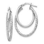 Sophia Jewelers: Polished Diamond-Cut Sterling Silver Oval Hoop Earrings