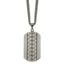 Chisel Stainless Steel Brushed and Textured with Black CZ Dog Tag on a 22 inch Curb Chain Necklace
