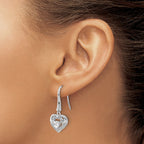 Cheryl M Sterling Silver Rhodium-plated Brilliant-cut CZ Heart Dangle Earrings
