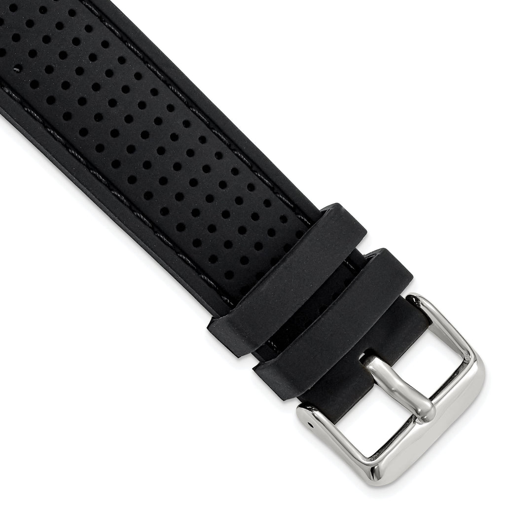 Ventilated Silicone Watch Band in Black, 24mm