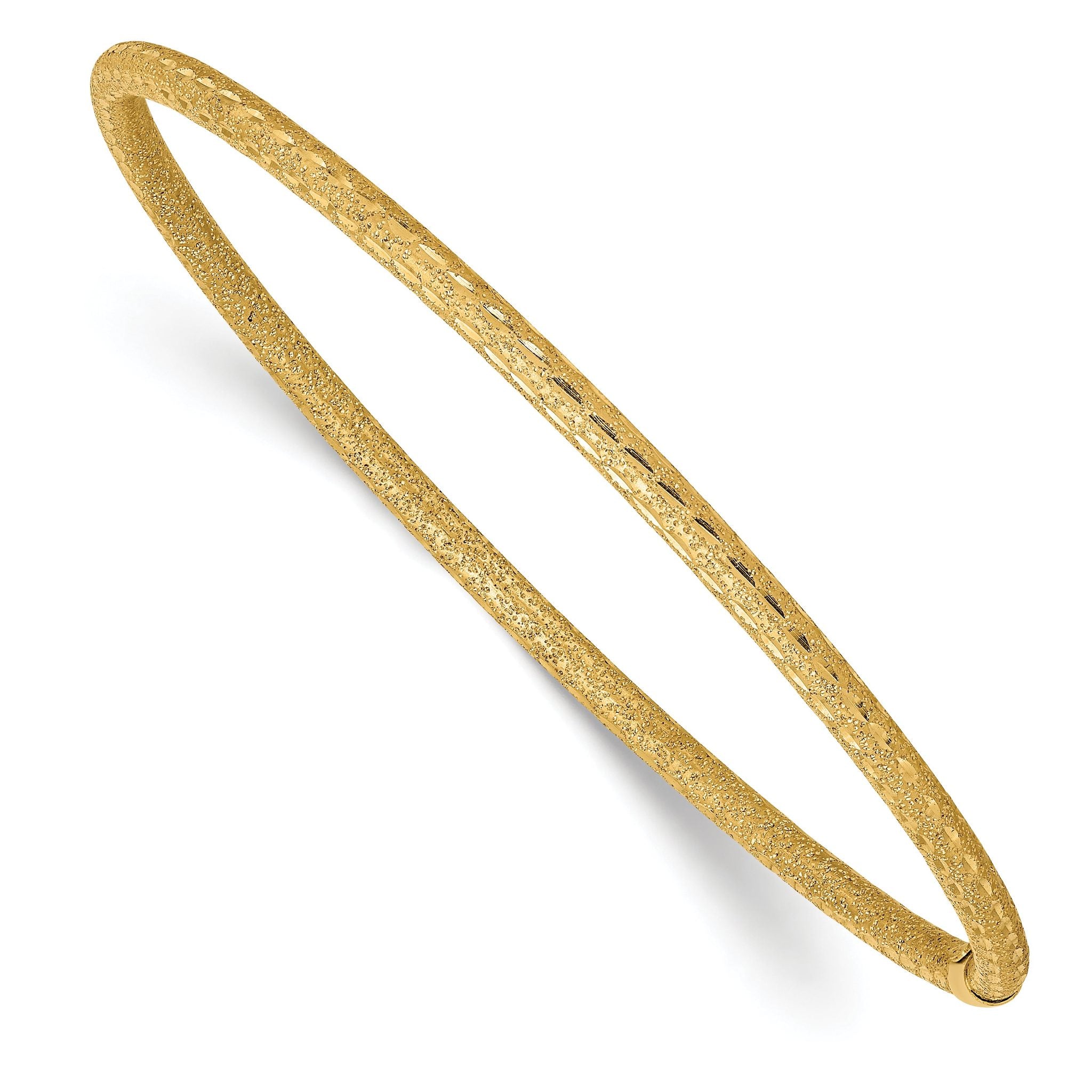 14k 3mm Satin Finish Diamon-cut Tube Slip-on Bangle Main image