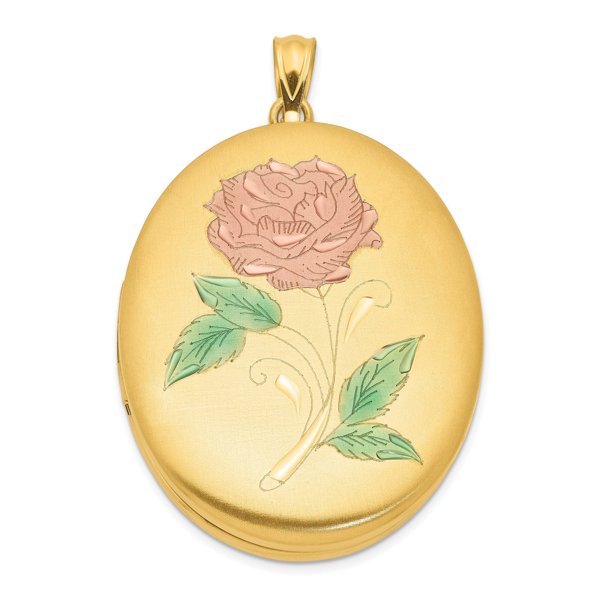 1/20 Gold Filled 34mm Enameled Flower Oval Locket Main image