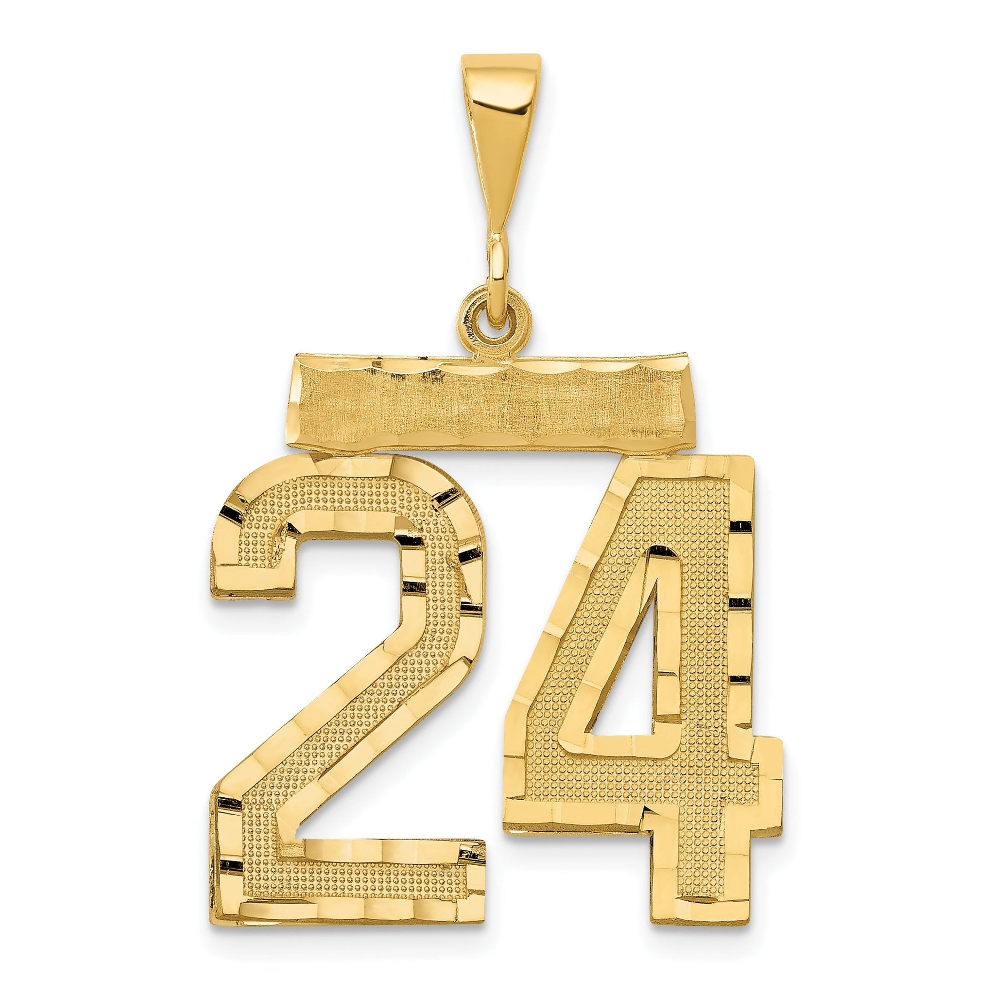 14k Large Brushed  Diamond-cut Number 24 Charm Main image