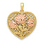 14K Two-Tone Gold Heart Pendant with Polished Floral Design