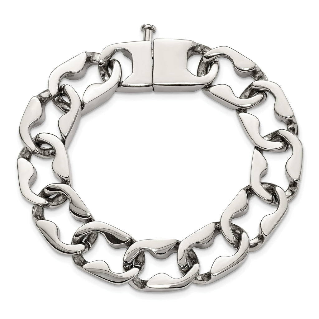 Stainless Steel Polished Large Link Bracelet for Men