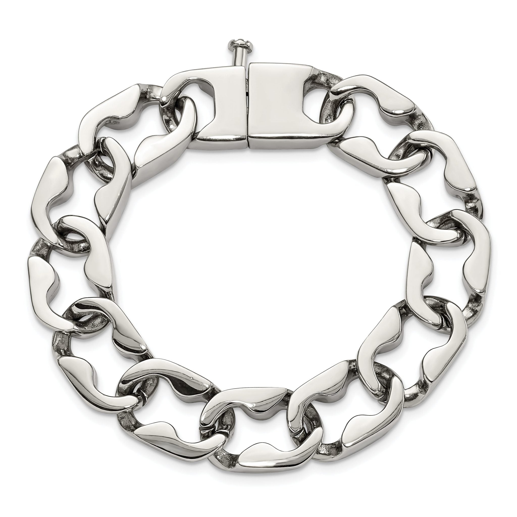 Stainless Steel Polished Large Link Bracelet for Men