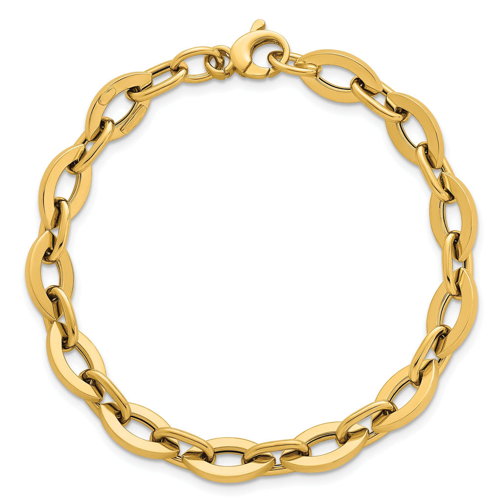 14k Polished Fancy Flat Cable Link 7.5 inch Bracelet