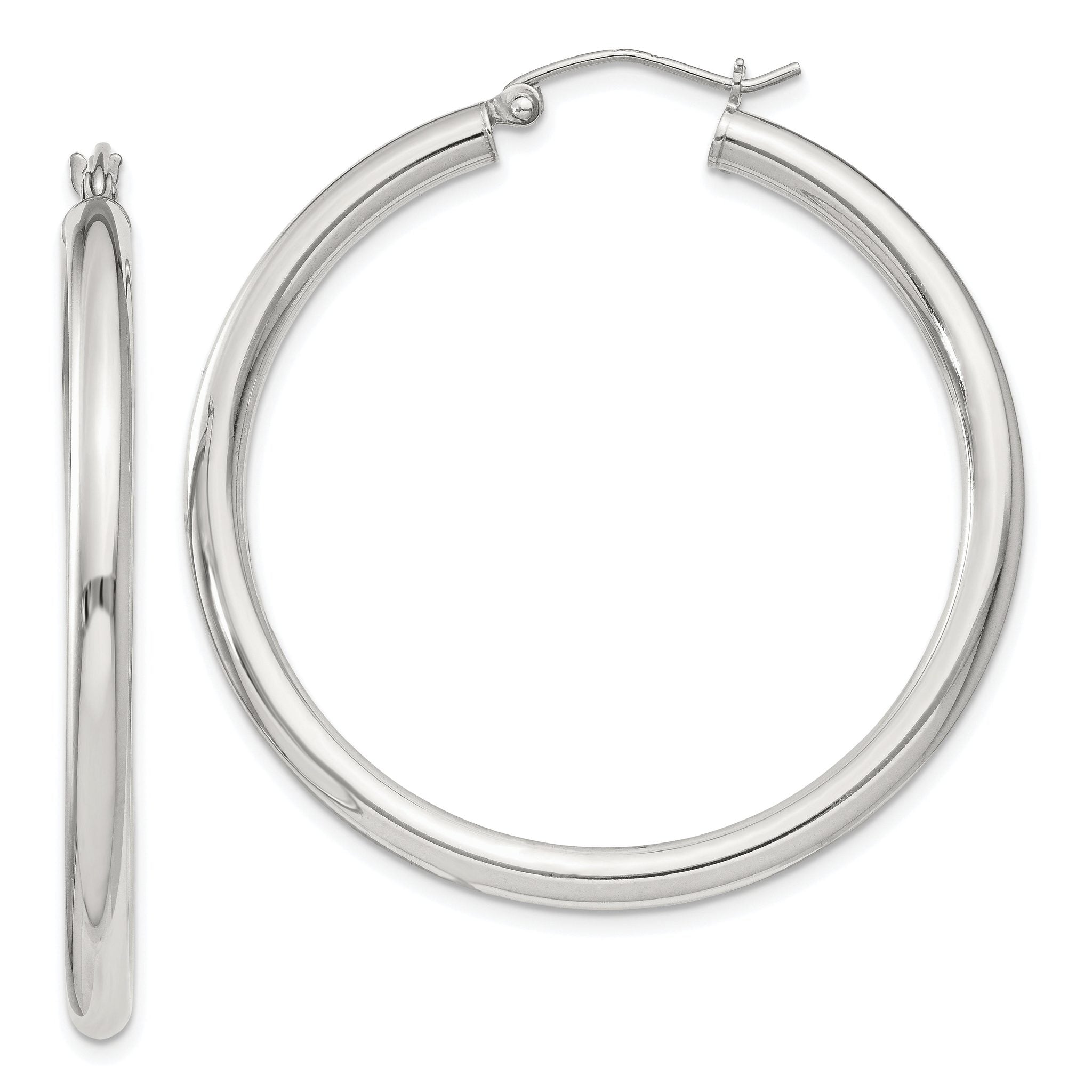 Sterling Silver 3mm Round Hoop Earrings Main image