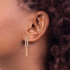 Stainless Steel Rose Gold-Tone Polished Lab-Created Crystal Drop Dangle Earrings for Women
