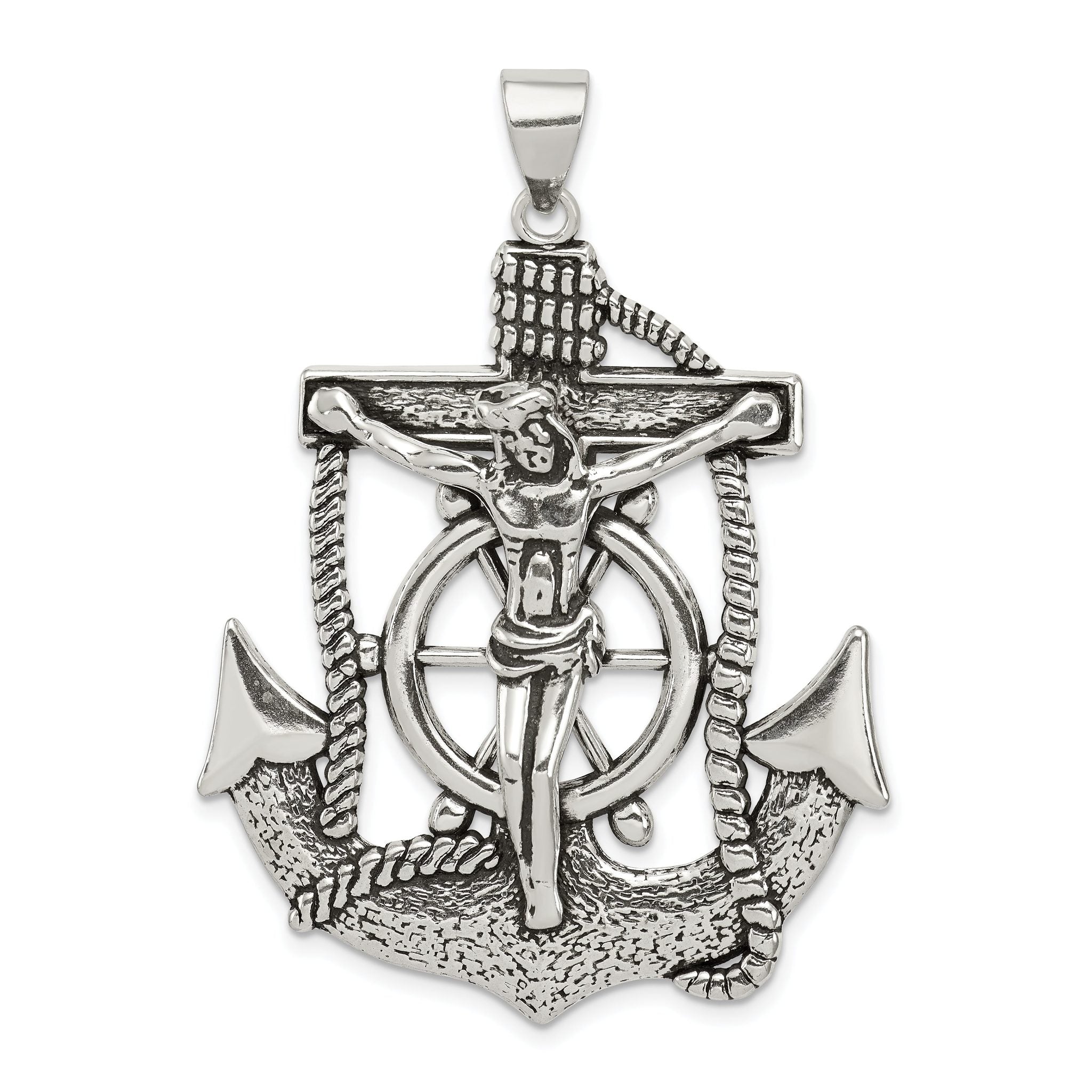 Sterling Silver Antiqued Mariner Cross Pendant Main image