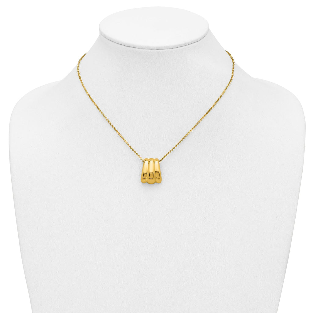 Sterling Silver Gold-tone Polished Fancy w/2in ext. Necklace