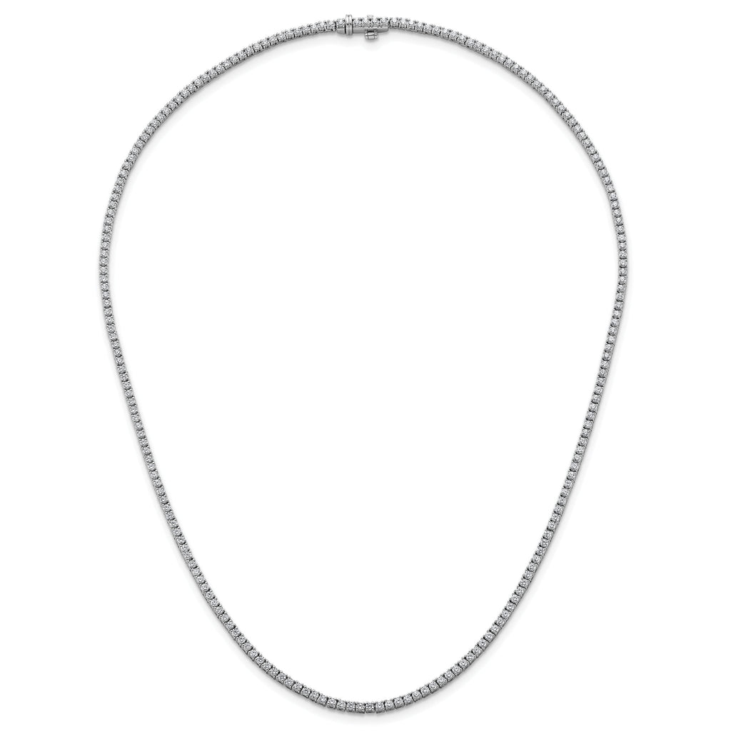14k White Gold 4 1/2 carat Lab Grown Diamond VS+ F+ Complete Round 18 inch Straight Tennis Necklace