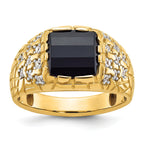 14k Mens Barrel Onyx and Diamond Nugget Ring Mounting, Mounting Only
