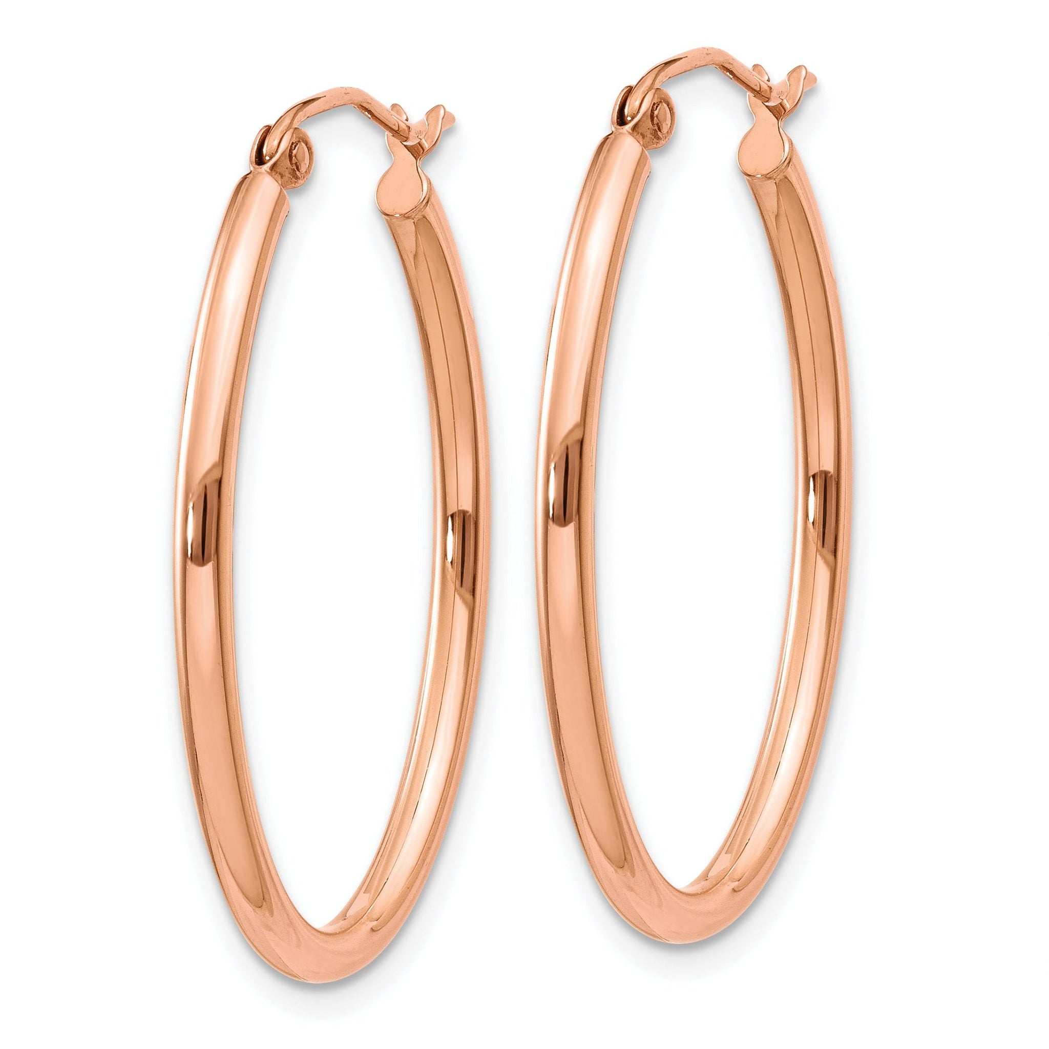 14k Rose Gold Oval Hoop Earrings Secondary image