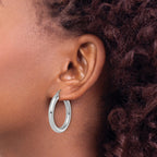 10K White Gold Polished Lightweight Hoop Earrings