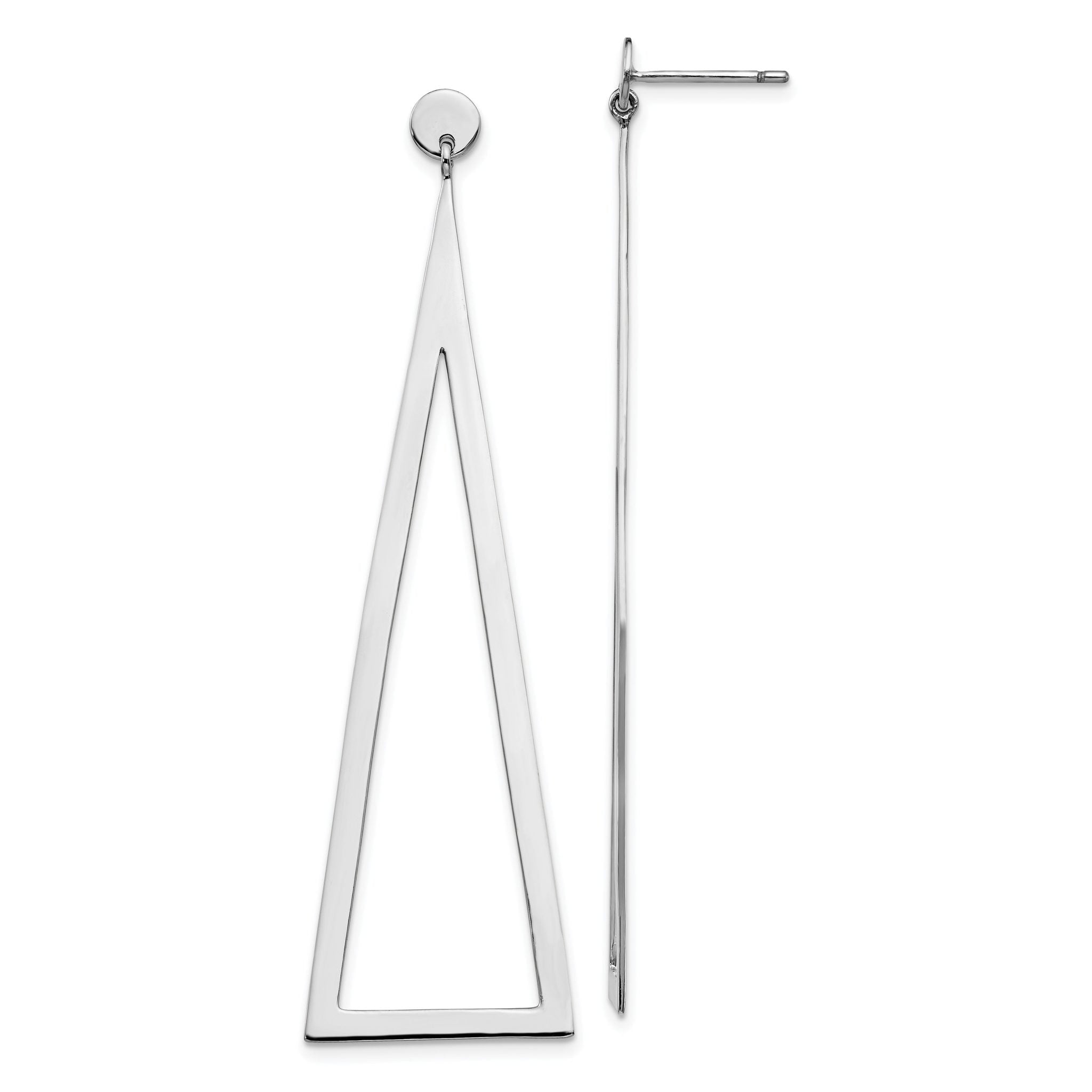 Sterling Silver Rhodium-plated Polished Triangle Post Dangle Earrings Main image