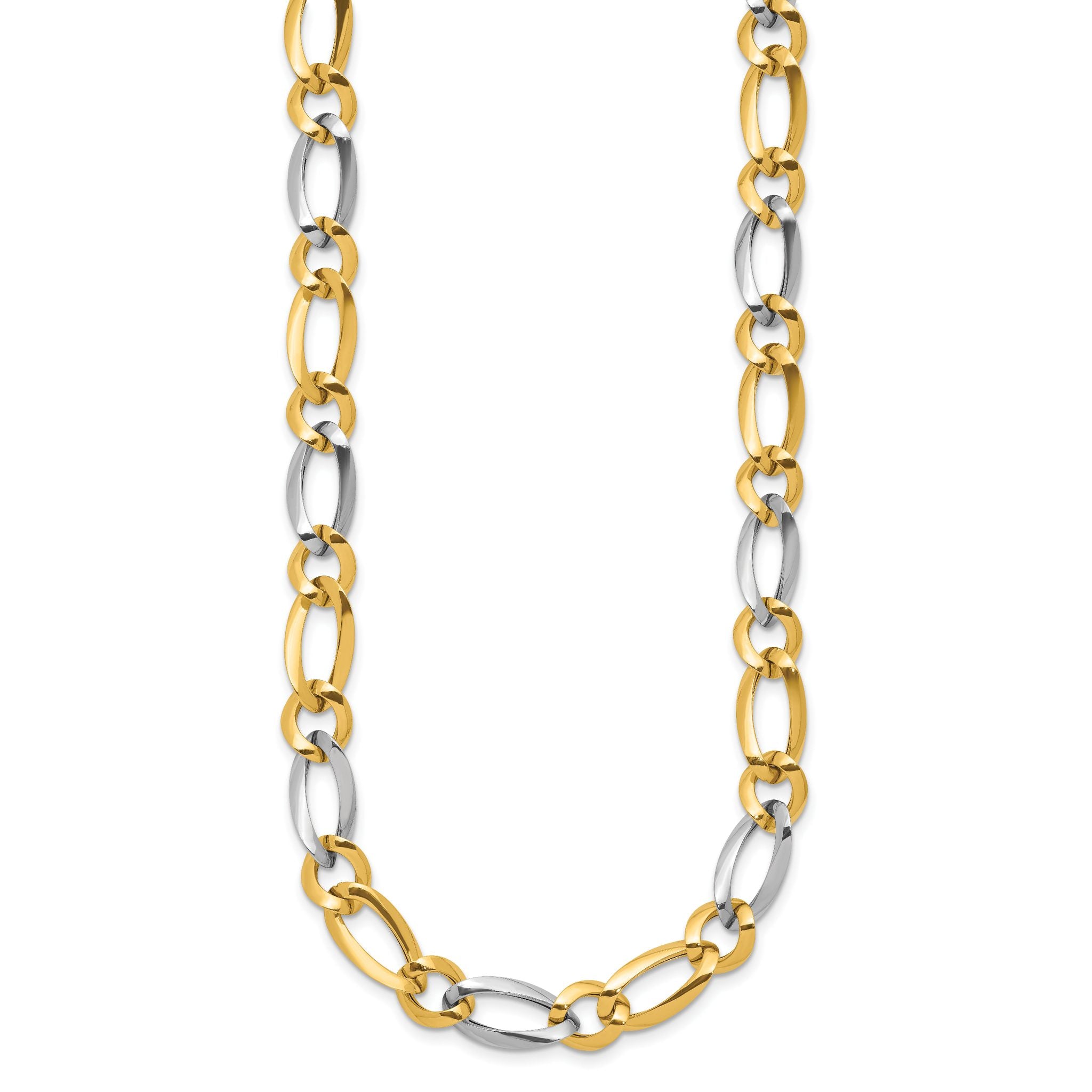 14K Two-Tone Polished Open Link Necklace with Fancy Lobster Clasp Secondary image