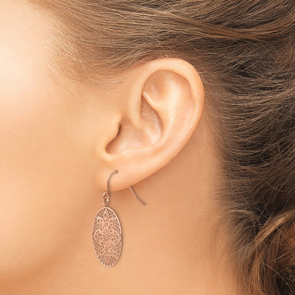 Stainless Steel Polished Flower Drop Dangle Earrings for Women