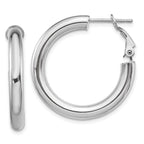 14K White Gold Polished Hoop Earrings with Omega Back Elegant & Lightweight