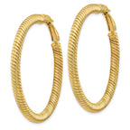 14K Gold Twisted Omega Back Hoop Earrings for Women  Polished Finish