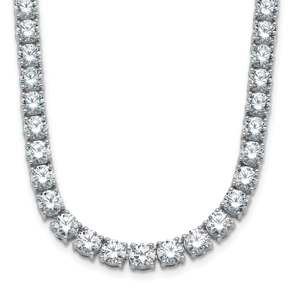 14k White Gold 34 3/8 carat Lab Grown Diamond VS+ F+ Complete Round 18 inch Straight Tennis Necklace