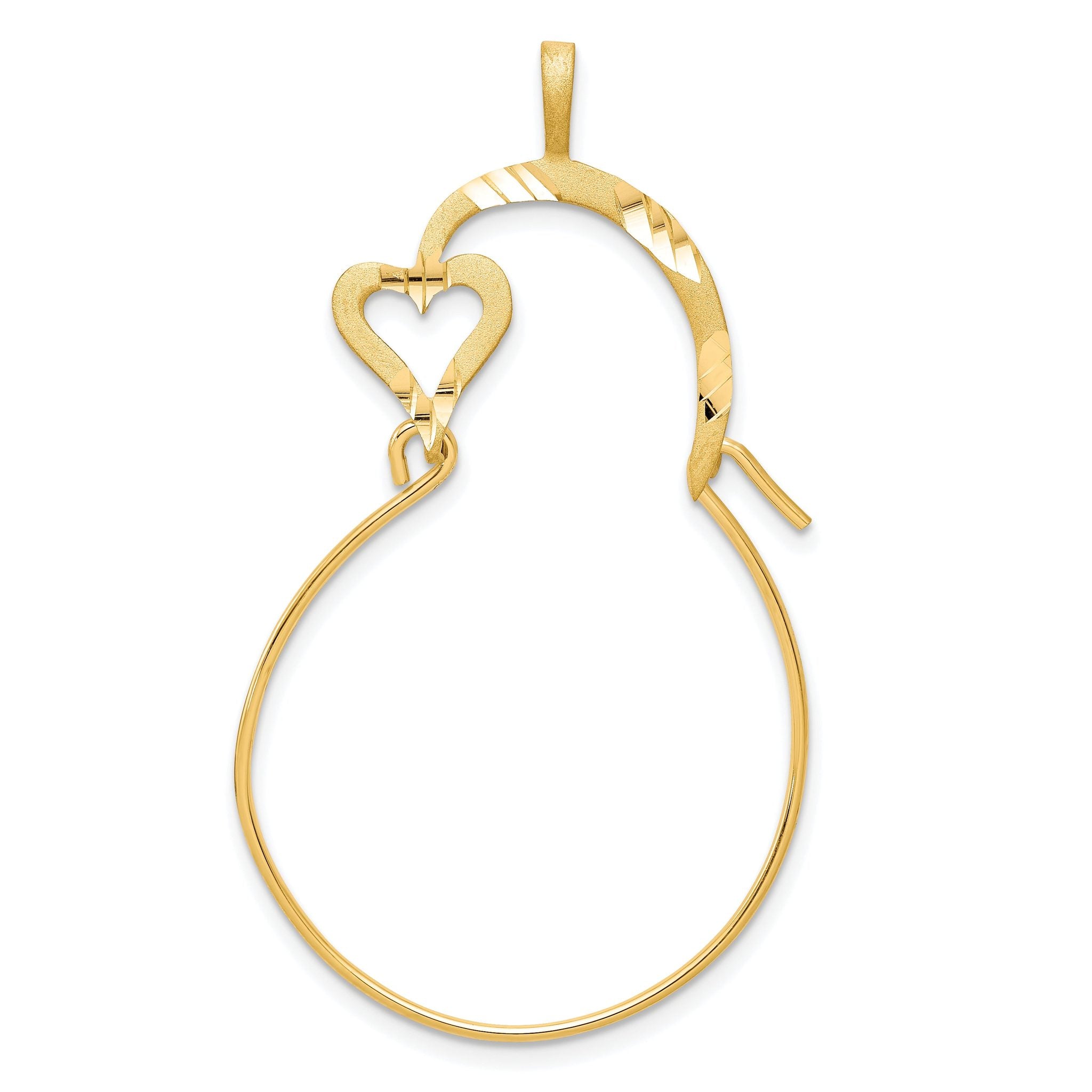10K Gold Heart Charm Holder with Polished Finish 40mm Elegant Design Main image