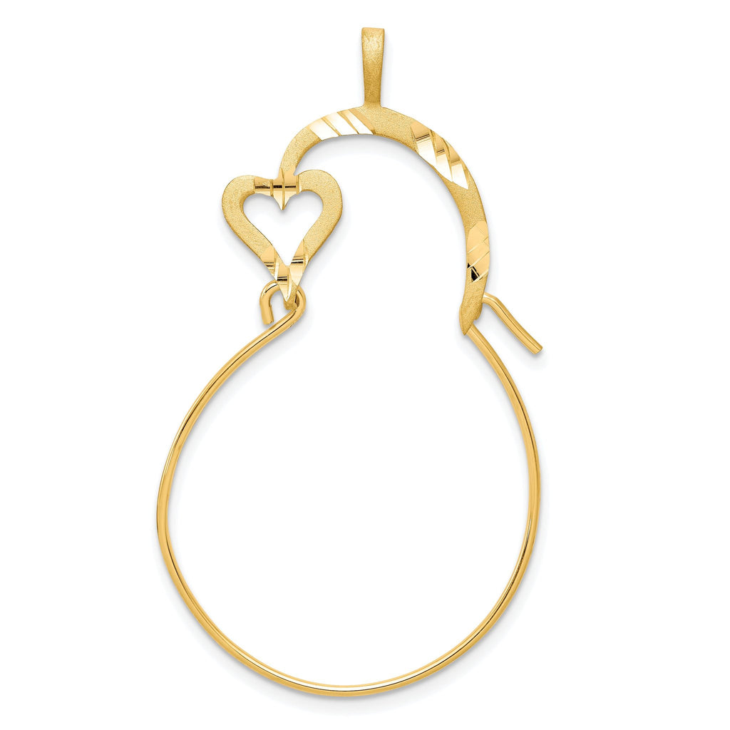 10K Gold Heart Charm Holder with Polished Finish 40mm Elegant Design
