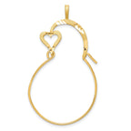 10K Gold Heart Charm Holder with Polished Finish 40mm Elegant Design