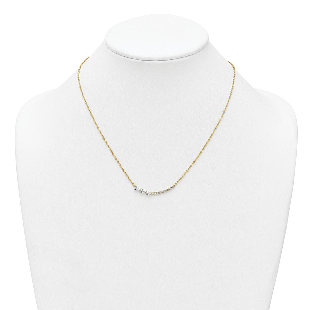 14k 3/4 carat Lab Grown Daimond VS+ F+ Complete 18 inch Fashion Bar Necklace