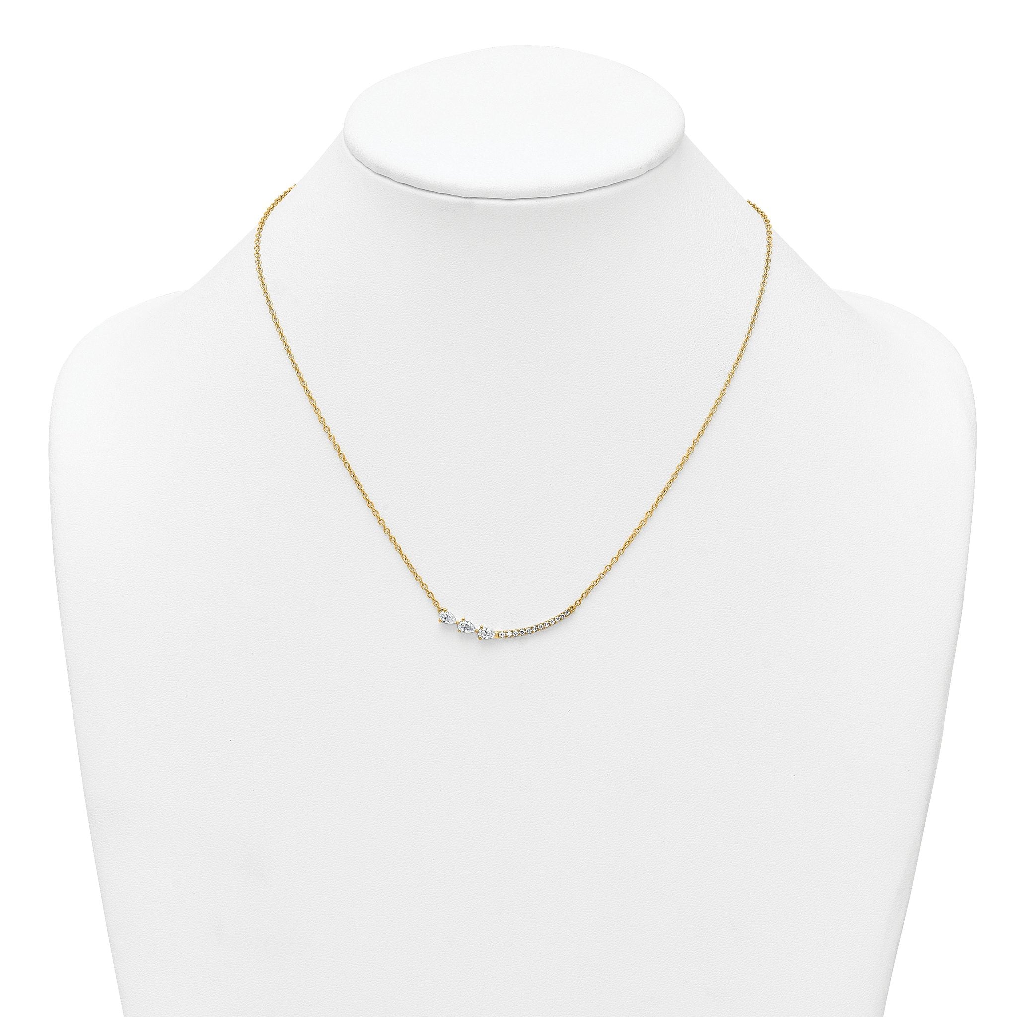 14k 3/4 carat Lab Grown Daimond VS+ F+ Complete 18 inch Fashion Bar Necklace