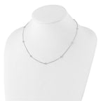 10K White Gold Polished CZ 9 Station Necklace