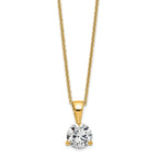 14k 1 carat Lab Grown Diamond VS/SI+ G+ Three Prong 18 inch Solitare Pendant Necklace