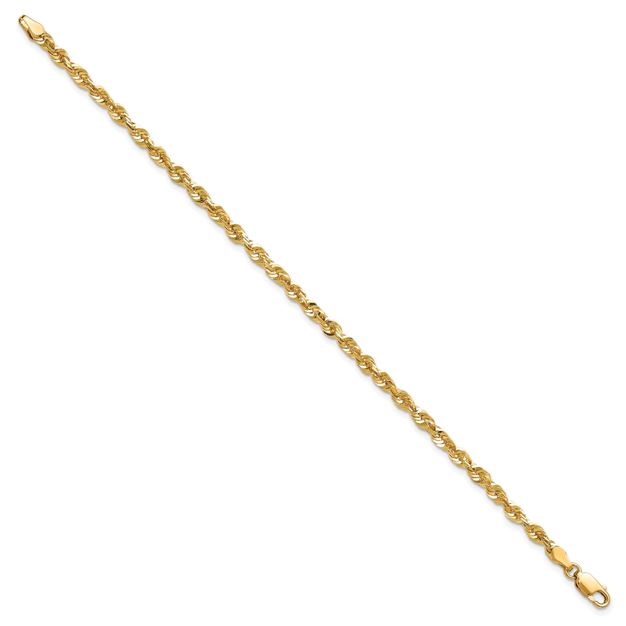14K 7 inch 4mm Ultra Diamond-cut Rope with Lobster Clasp Chain Secondary image